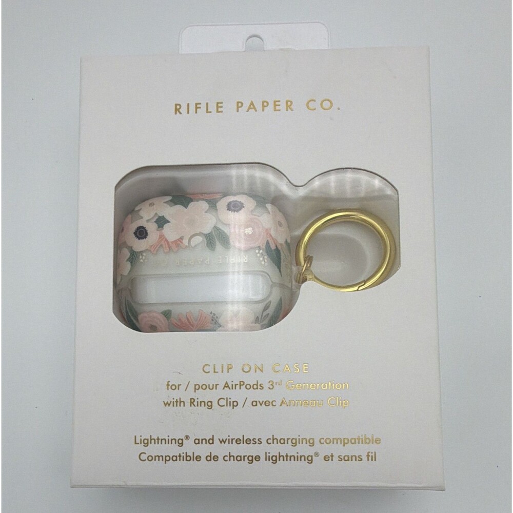 Rifle Paper Co. Clip-On Silicone Case w/ Ring Clip for Apple AirPods 3rd Gen